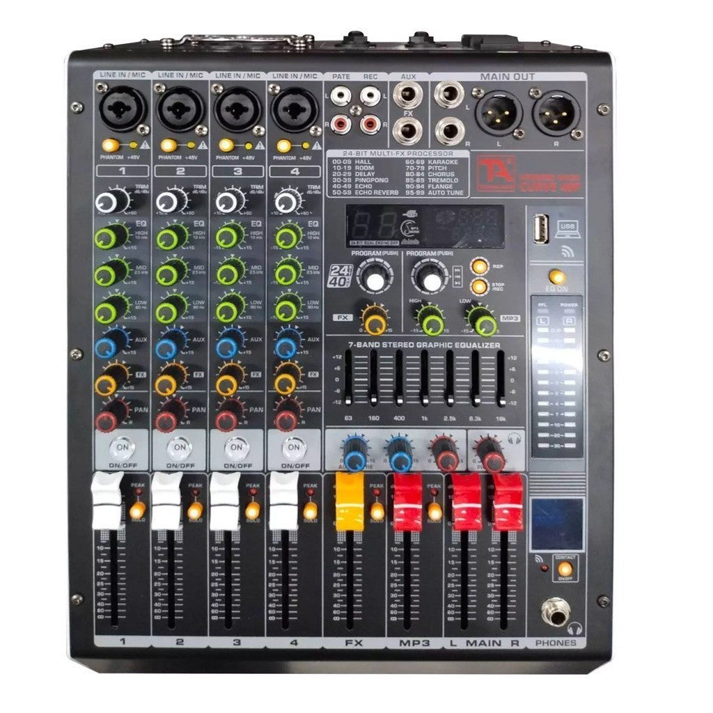 Titanium Audio Powered Mixer with DSP 350W RMS (USB,AUX,BT, +48V, 7-Band EQ CURVE 40P