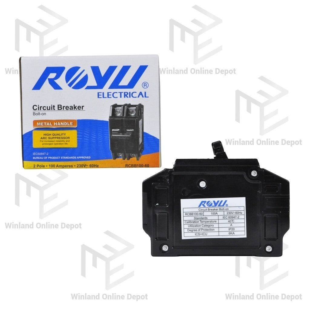 Royu Electrical Circuit Breaker 30A-100A Bolt-On Mechanical Lug Metal Handle