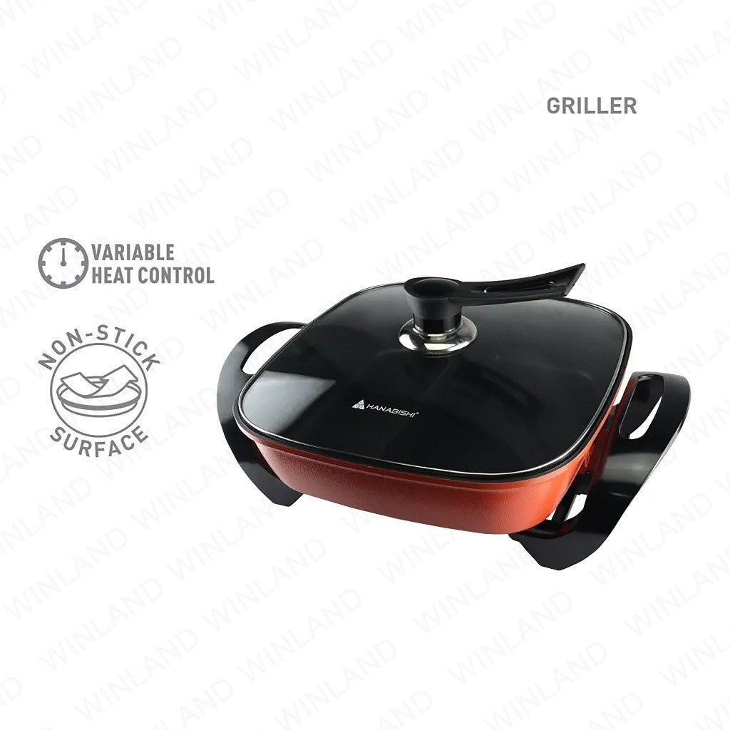 Hanabishi Griller Square Pan Non-stick Griller Plate w/ Variable Heat Control HGRILL-380