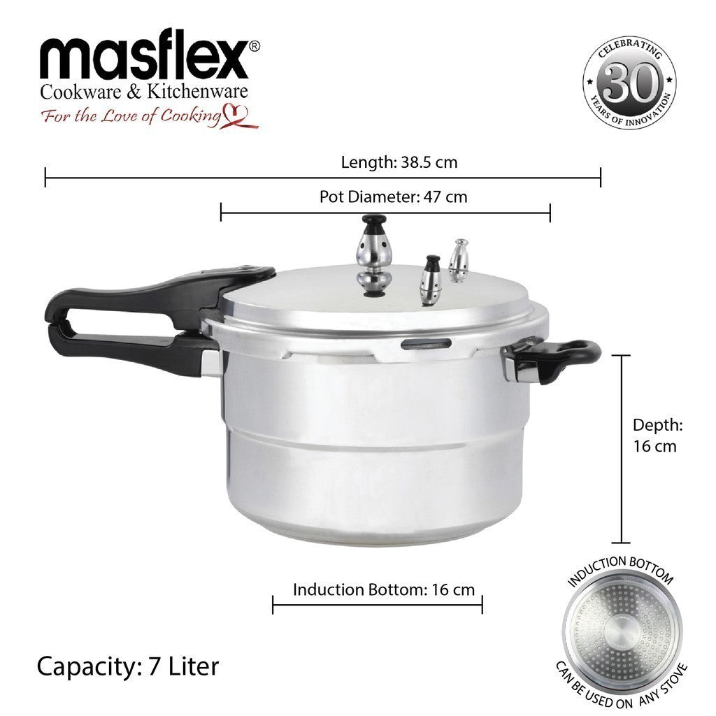 Masflex by Winland Non-stick Induction 7L Pressure Cooker with Steamer PC-7 Suitable to All Stove