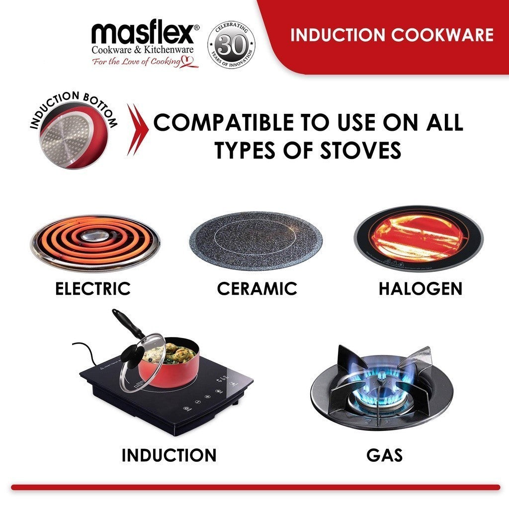 Masflex by Winland Non-stick Induction Stir Frying Pan w/ Glass Lid Fry Pan 20cm NS-CX-800