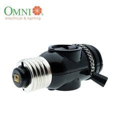 Omni by Winland Chain Pull Socket with 2 Flat Pin Outlets 3A 250V E27-712