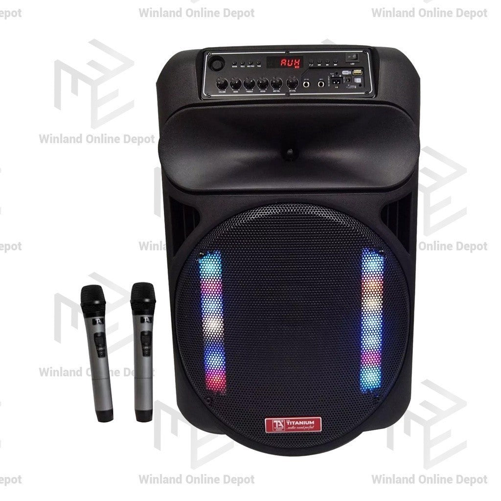 Titanium Audio 15" Rechargeable Portable Active Speaker w/ 2 Wireless Microphone TA-1508