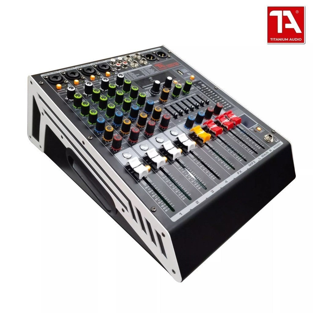 Titanium Audio Powered Mixer with DSP 350W RMS (USB,AUX,BT, +48V, 7-Band EQ CURVE 40P