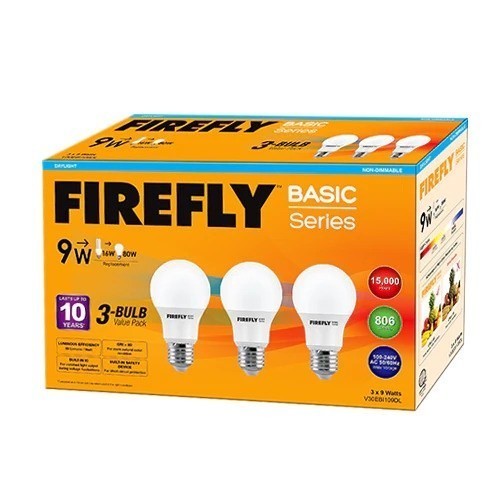 Firefly by Winland 9Watts Daylight 3 Pcs LED Bulb - Value Pack - V30EBI109DL