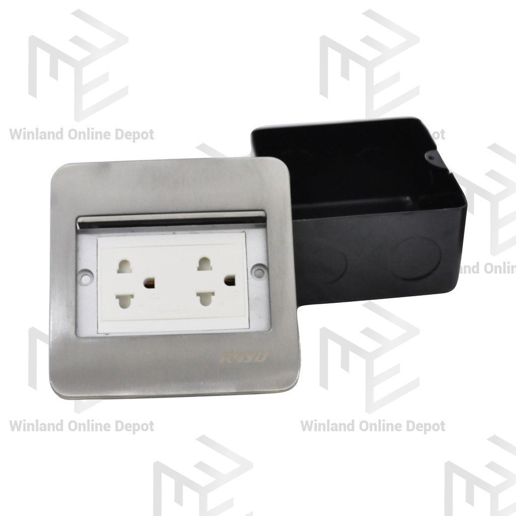 Royu by Winland Square Floor Receptacle w/ Duplex Universal Outlet w/ Ground & Shutter RWF52