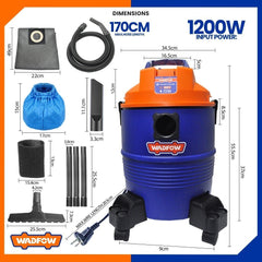 Wadfow 30 Liters Wet & Dry Vacuum Cleaner Capacity 1200W