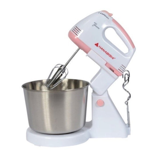 Hanabishi by Winland Stainless Bowl Hand Mixer w/ 7 Speed Control,Beater,Dough Hooks HHMB120SS