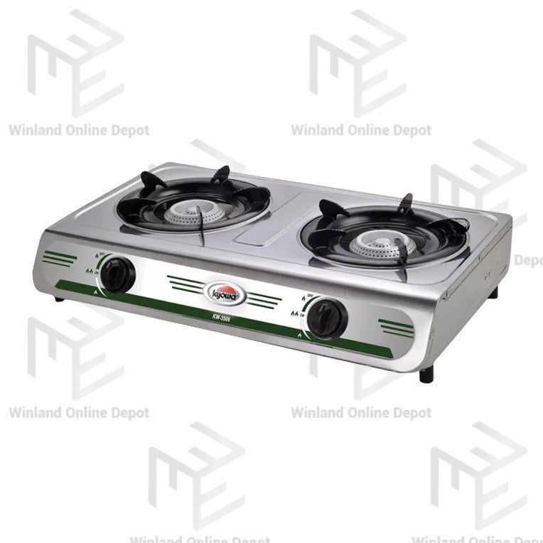 Kyowa Stainless Steel Double Burner Gas Stove with Cast Iron Burners