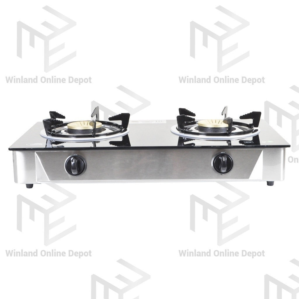 Kyowa Tempered Glass Double Burner Gas Stove with Cast Iron Burners KW-3562