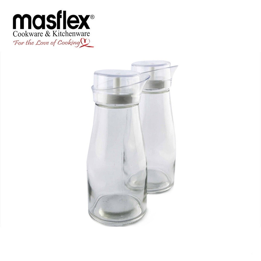 Masflex by Winland 320mL 2 Piece Glass Condiments Bottles W/ Plastic Lid QM-2001