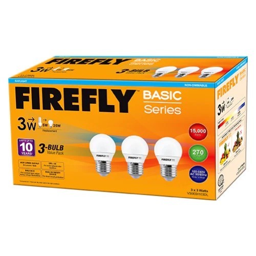 Firefly by Winland 3 Watts Daylight 3 Pcs LED Bulb - Value Pack - V30EBI103DL