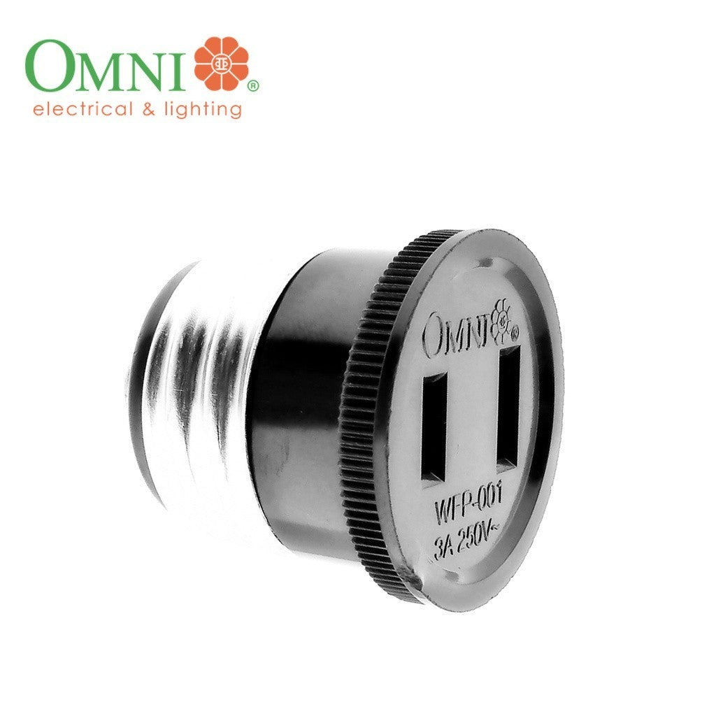 Omni by Winland Female Plug 3A | 250V E27 Base To Flat Pin Outlet WFP-001