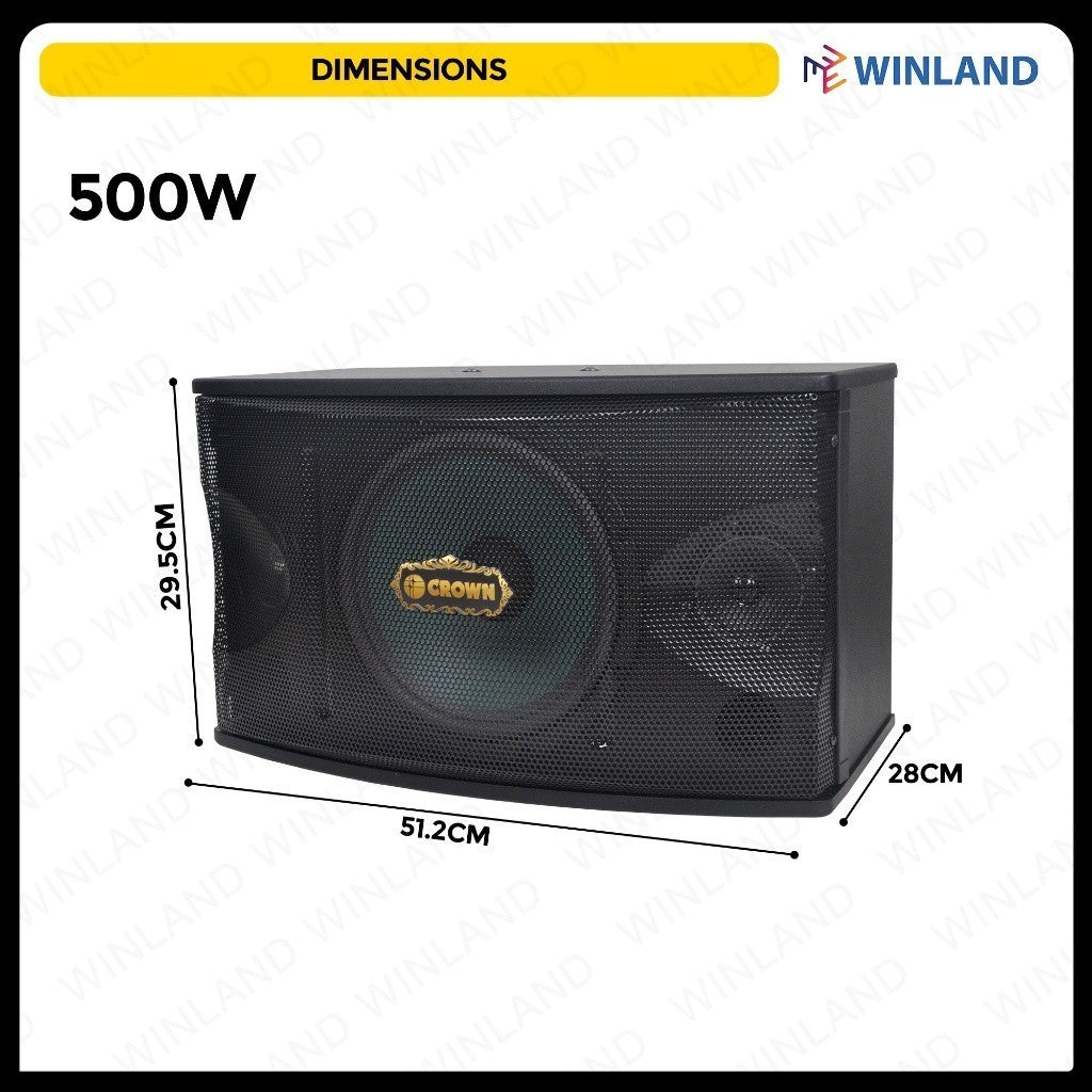 Crown by Winland 2pcs 3-Way Karaoke Speaker System 500 Watts BF-105