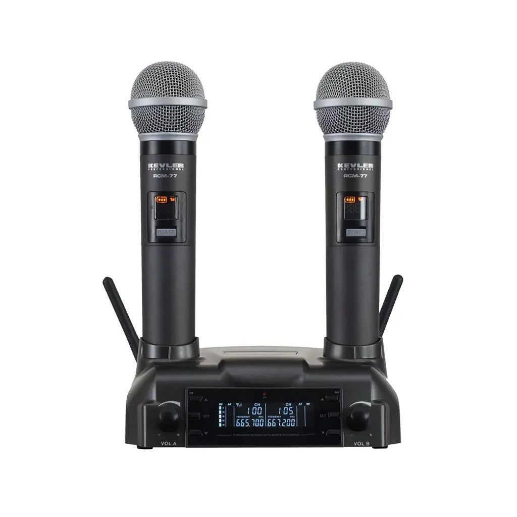 Kevler Dual UHF 1100mAh Battery Wireless Rechargeable Microphone with Dual Antenna RCM-77