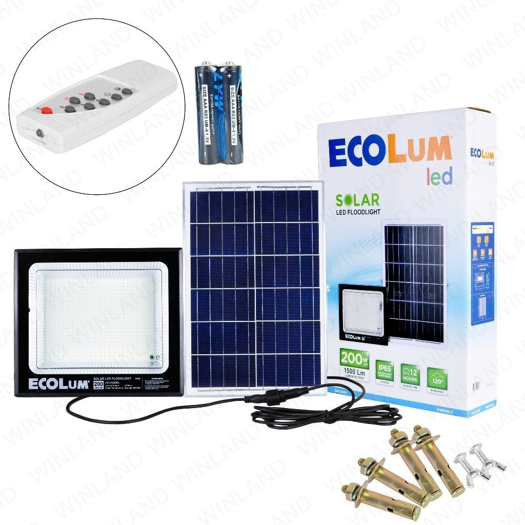 Ecolum by Winland Solar LED Floodlight 200W / 1500 Lumens Daylight CFL51200DL