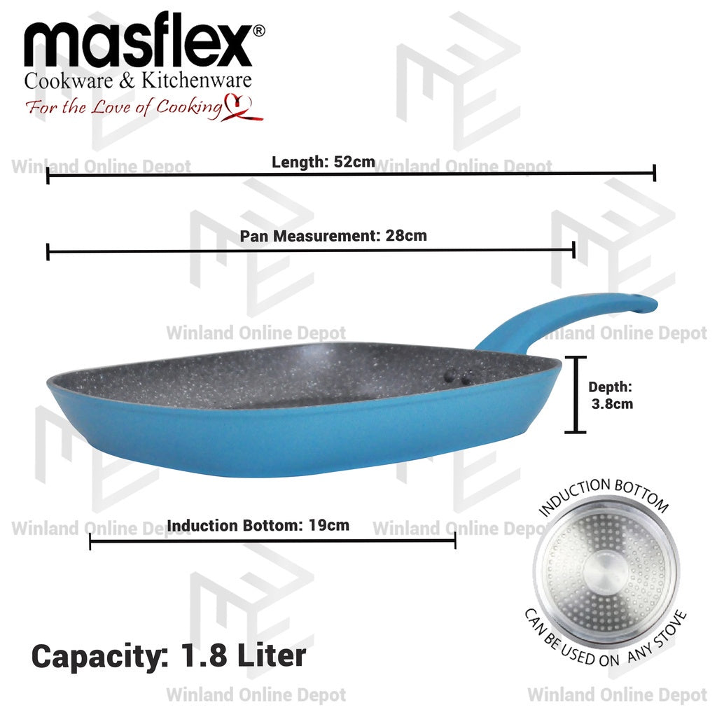 Masflex by Winland Spectrum Aluminum Non Stick Induction Grill Griller Pan 28cm NK-C26/BLU