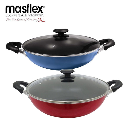 Masflex by Winland 32cm Non Stick Induction Wok with Glass Lid NS-CX-812