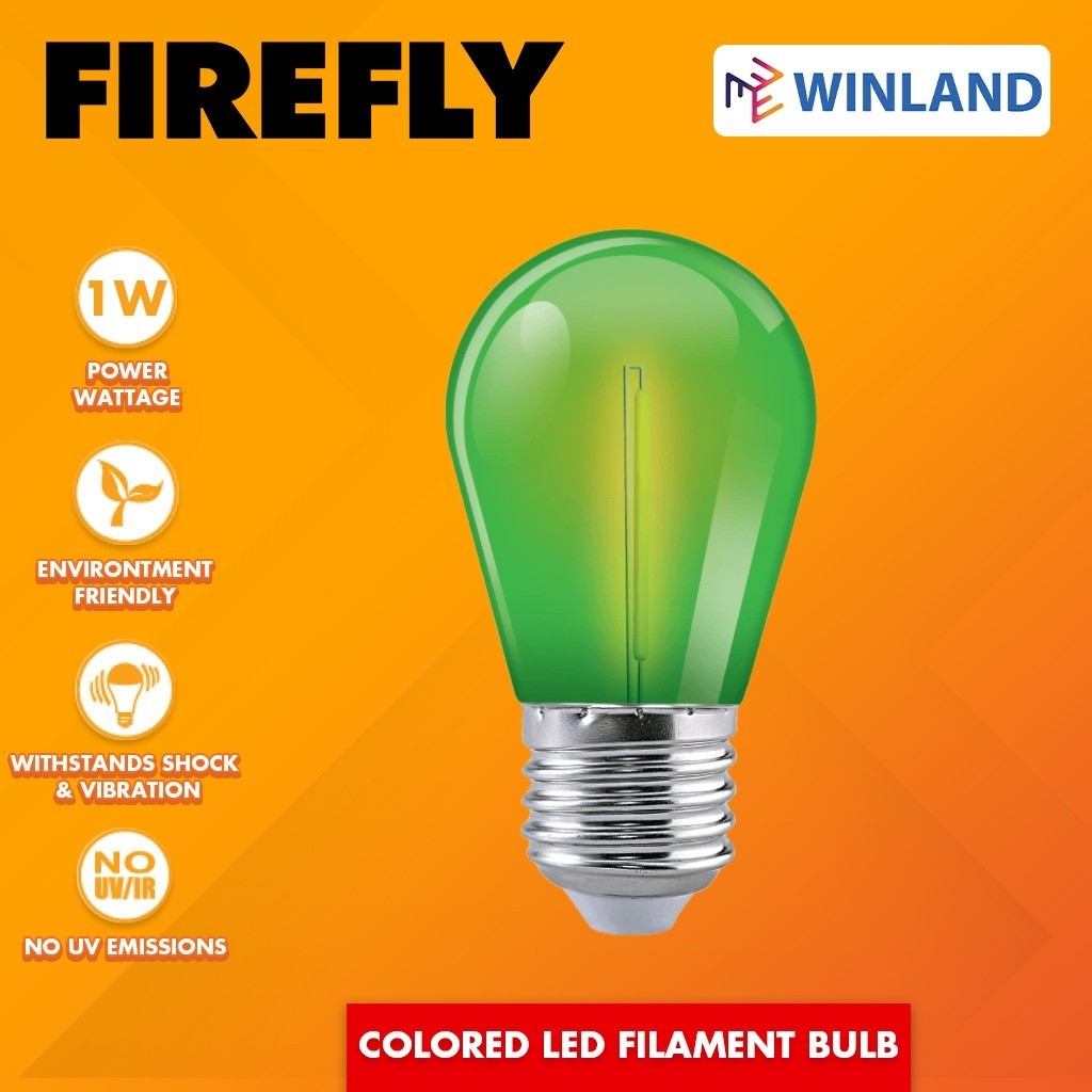 Firefly by Winland Basic Colored LED Filament Bulb 1W E27 SOLD PER COLOR