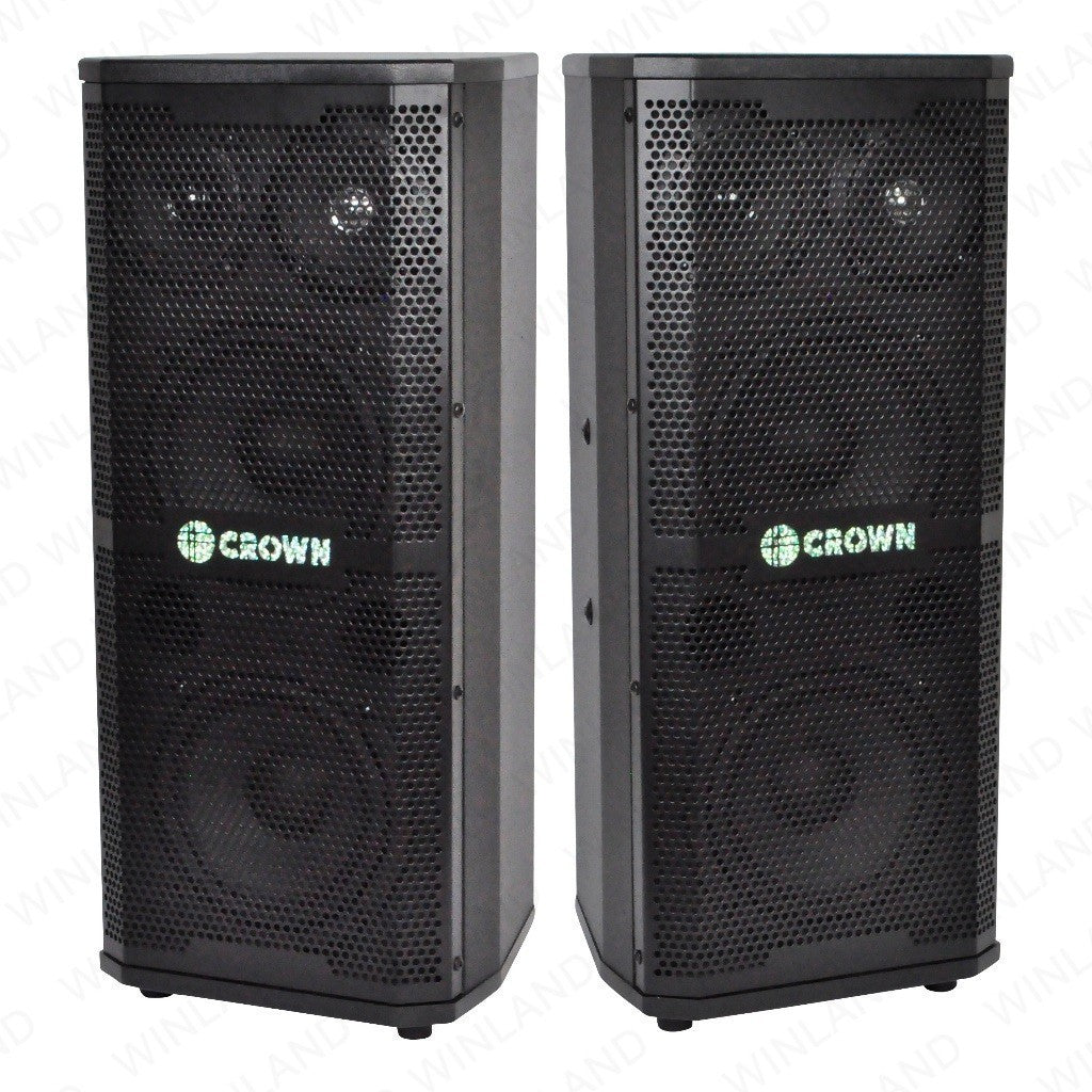 Crown 2pcs 3-Way Dual 6 1/2" x 2 Karaoke Baffle Speaker BF-663