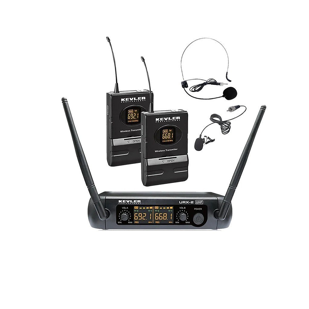 Kevler Dual UHF Belt Pack Lapel Wireless Microphone with 16 Selectable Frequency URX-2B