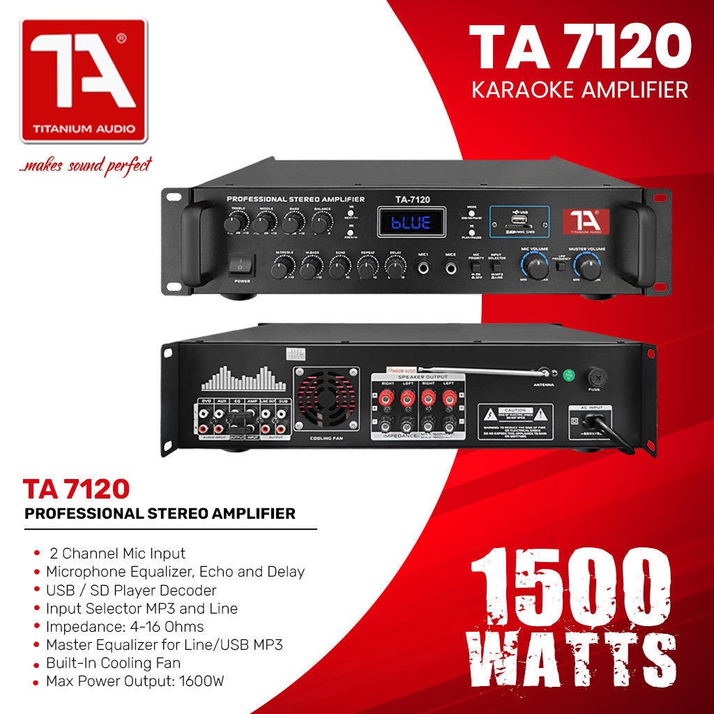 Titanium Audio TA-7120 1500W Karaoke Amplifier USB / SD Card Reader / Bluetooth