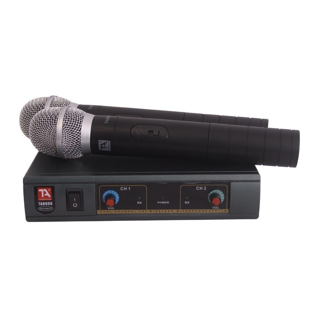 Titanium Audio TA-8000 Up to 50 Meter Transmitter Range VHF Dual Mic Wireless Microphone