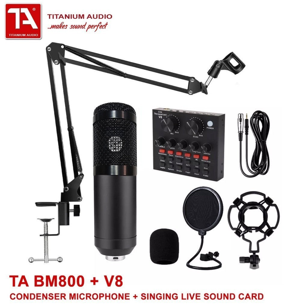 Titanium Audio TA BM800 + V8 Condenser Microphone Set w/ V8 Sound Card Livestream