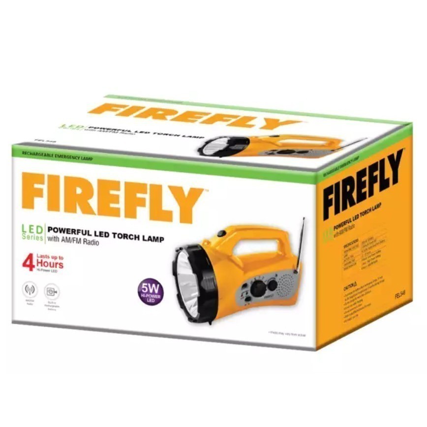 Firefly Lighting Powerful LED Torch Lamp Flashlight with AM/FM Radio FEL548