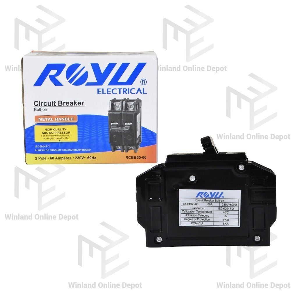 Royu Electrical Circuit Breaker 30A-100A Bolt-On Mechanical Lug Metal Handle