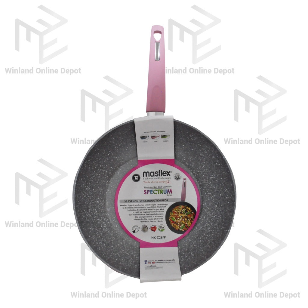 Masflex by Winland Spectrum Aluminum Non Stick Induction Wok Pan 32cm NK-C28/PNK