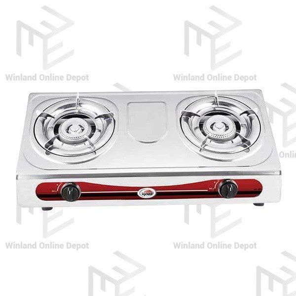 Kyowa Stainless Steel Double Burner Gas Stove with Cast Iron Burners KW-3500