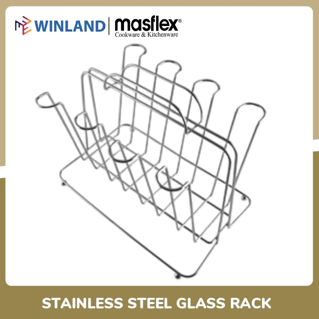 Masflex by Winland Stainless Steel Glass Rack L24 cm x W15 cm x H19 cm SS-AE-217