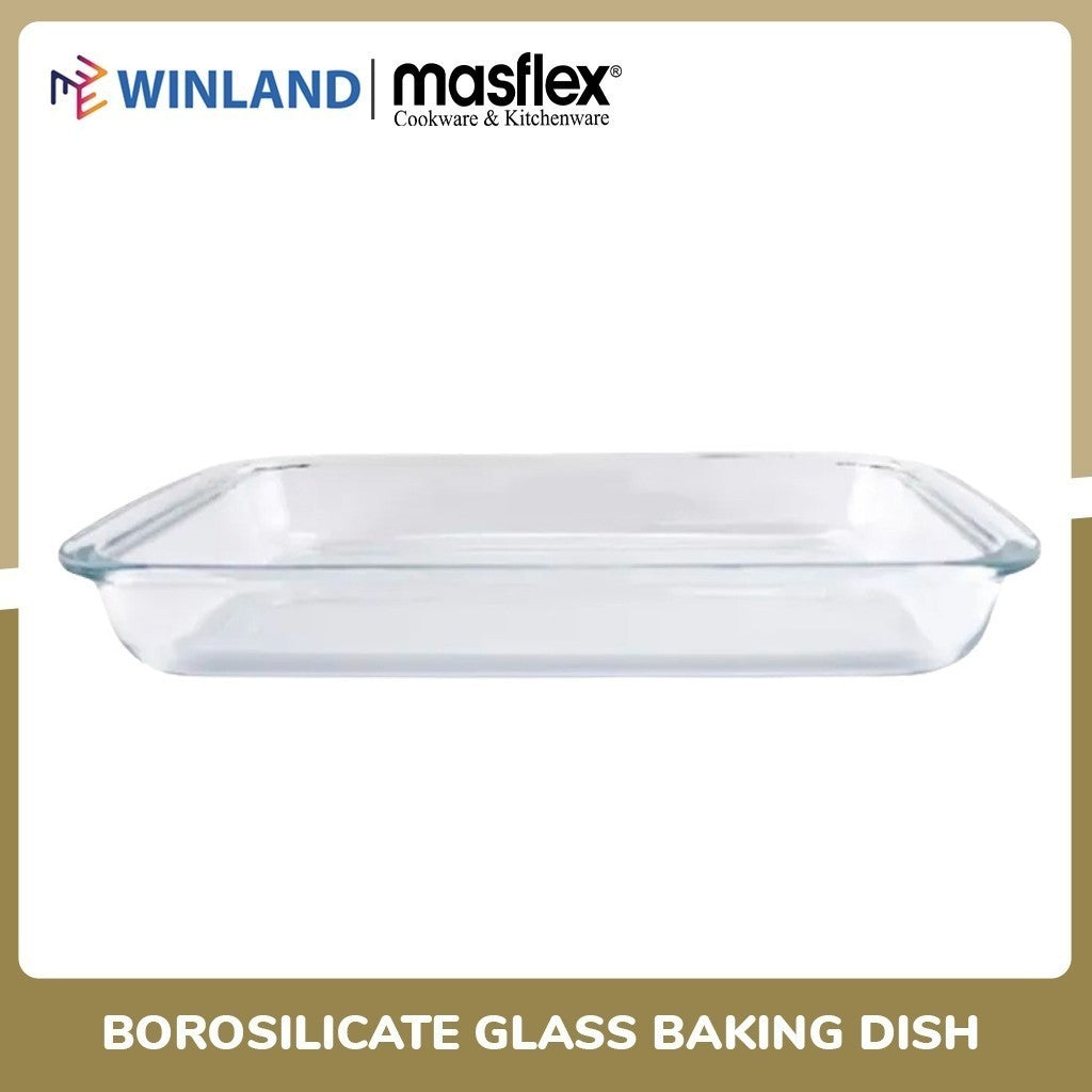 Masflex by Winland 1.0L Rectangular Borosilicate Glass Bakeware Baking Dish Microwave Safe FE-1L