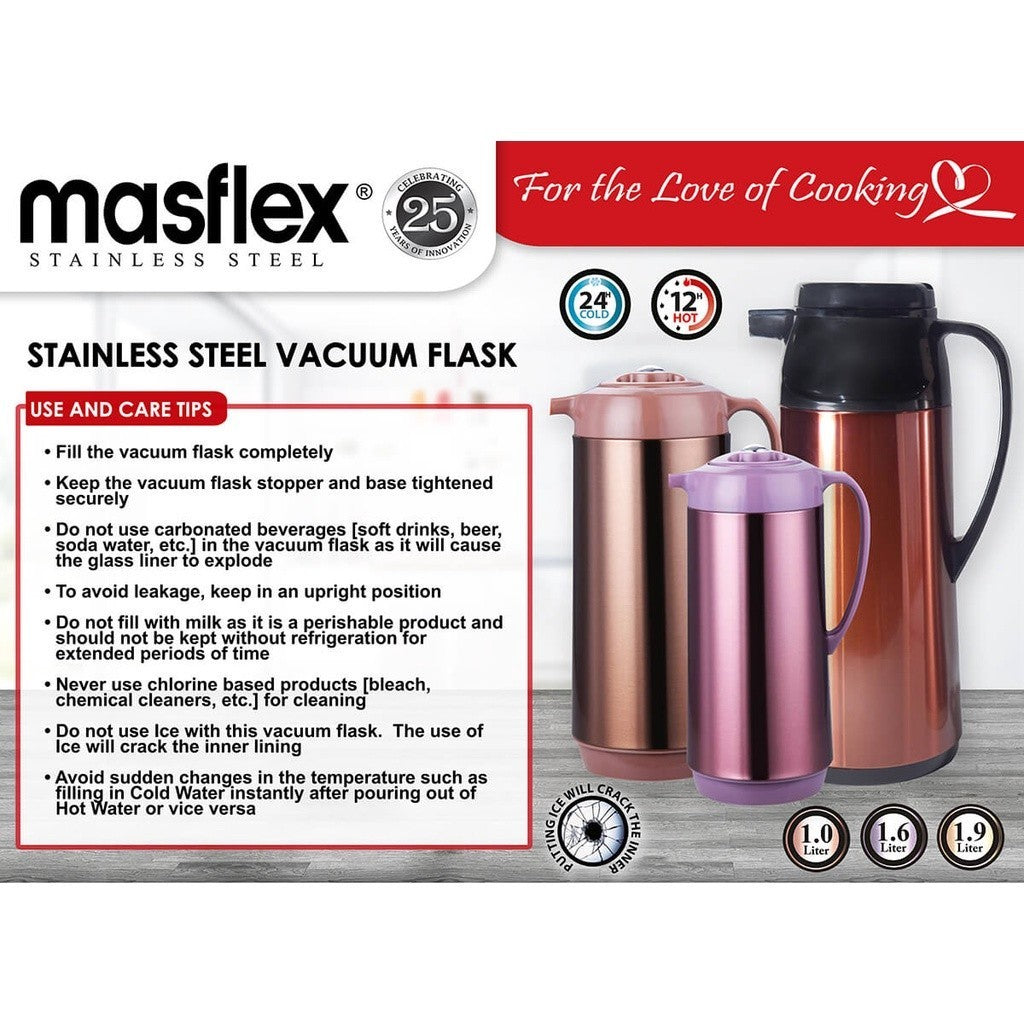 Masflex by Winland 1.9Liter Stainless Steel Vacuum Thermal Thermo Flask Thermos or Hot & Cold FH-P19