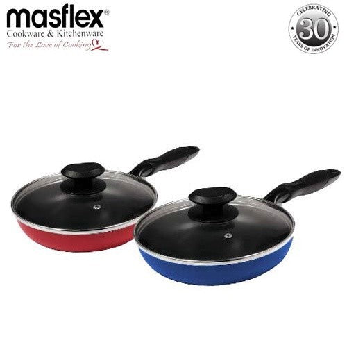 Masflex by Winland Non-Stick Induction Stir Fry pan with Glass Lid 24cm Frying Pan NS-CX-805