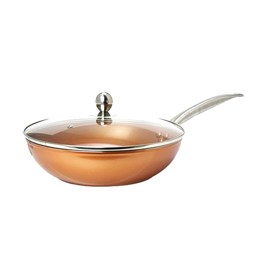 Masflex by Winland Non Stick Copper Induction Deep Fry Pan with Glass Lid 28cm Frying Pan NK-28DFP