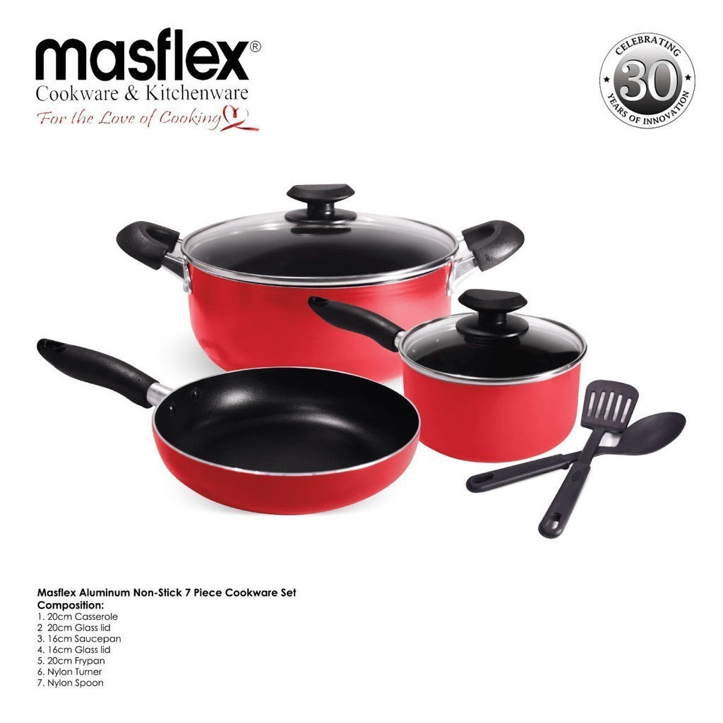 Masflex by Winland 7 Pieces Non-Stick Induction Cookware Set Fry Pan Casserole Sauce Pan X-RM-7PC