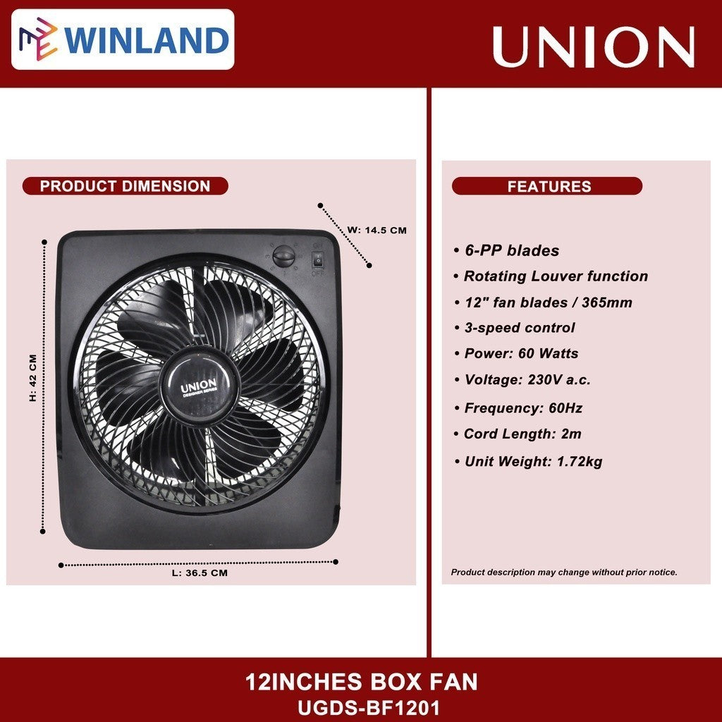 Union 2inches Box Fan / Electric Fan UGDS-BF1201