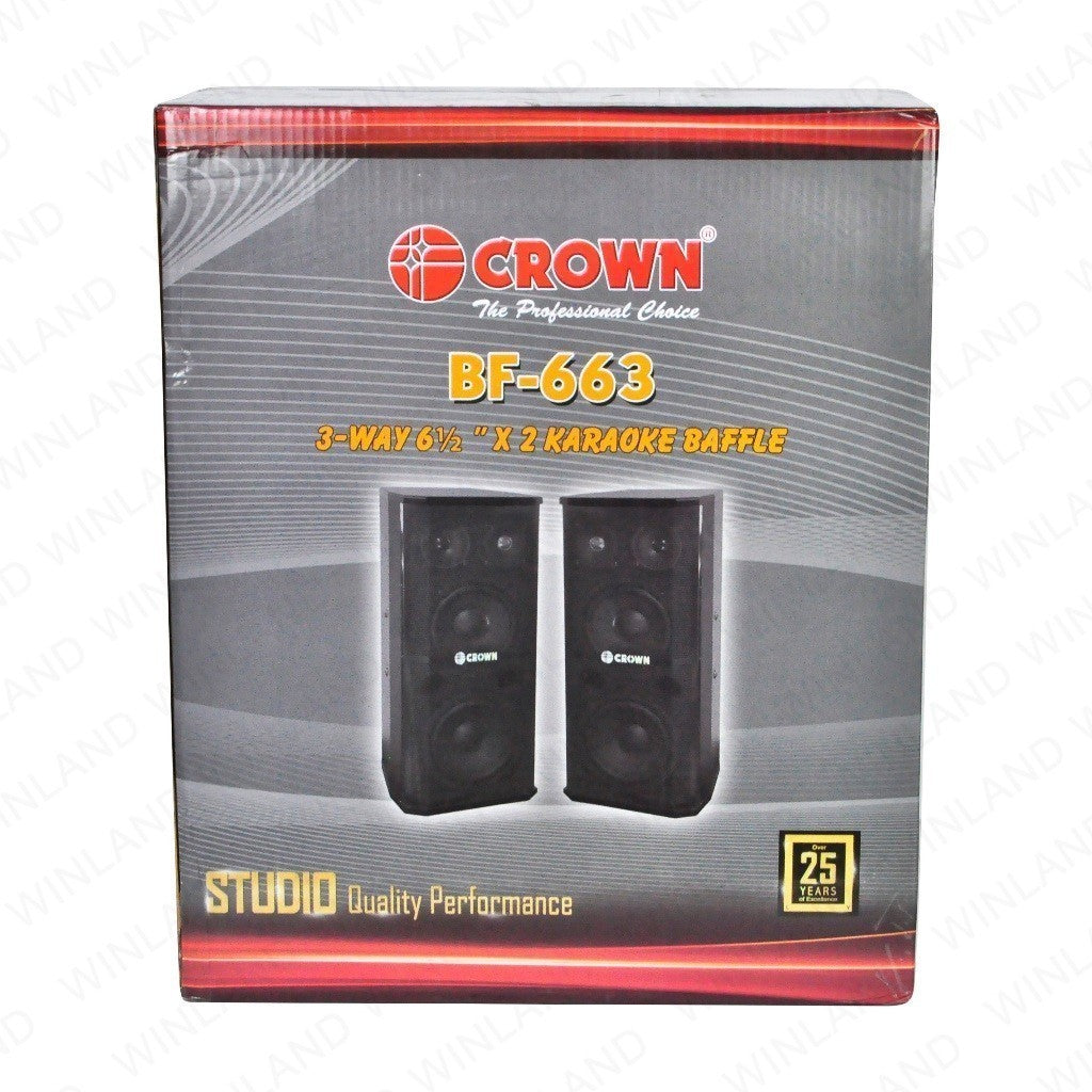 Crown 2pcs 3-Way Dual 6 1/2" x 2 Karaoke Baffle Speaker BF-663