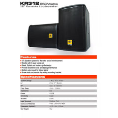 Kevler 2 pcs KR-312 12 Inches 2-Way 650W Speaker System with 4-Layer Voice Coil