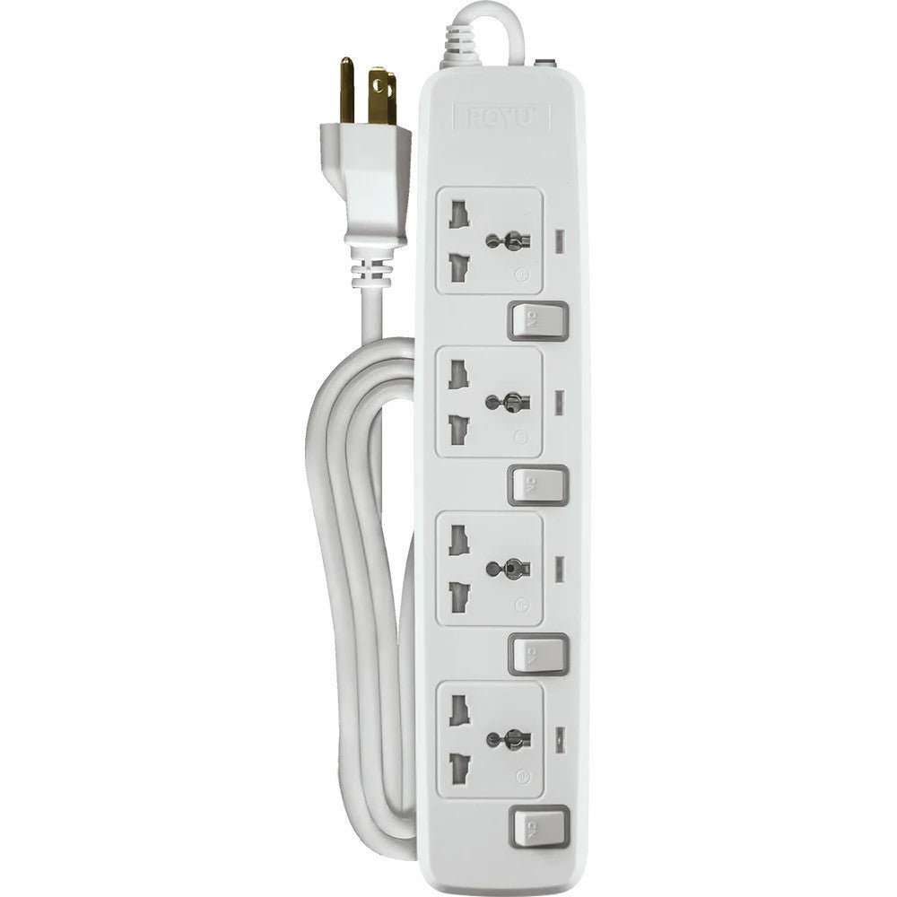 Royu by Winland 4 Outlets Extension Cord Overload & Surge Protected w/ Individual Switch REDEC704/W