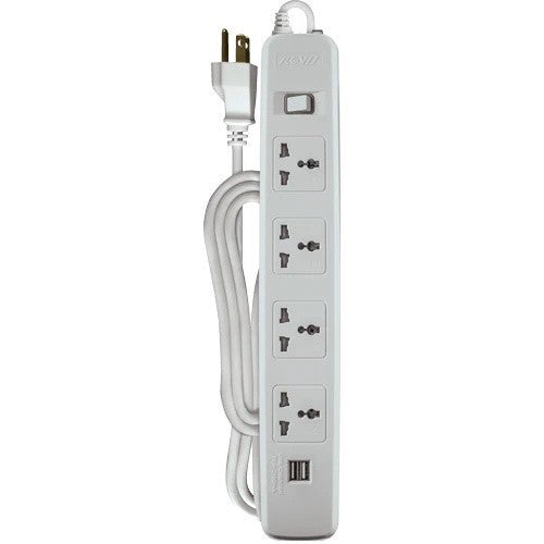 Royu by Winland 4 Gang 2 Meter Power Extension Cord with 1 Master Switch & 2 USB Ports REDEC624