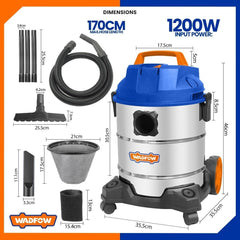 Wadfow 20 Liters Wet & Dry Vacuum Cleaner