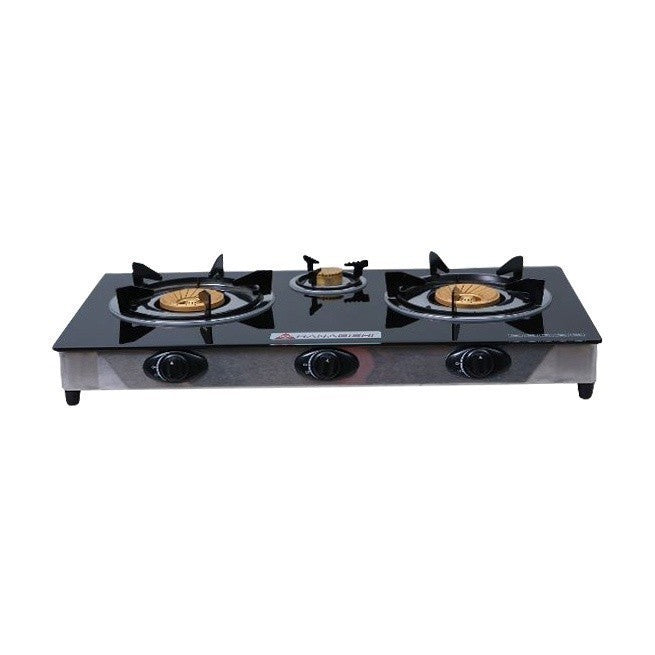 Hanabishi by Winland Triple Burner Tempered Glass Top Pannel Gas Stove GGS300