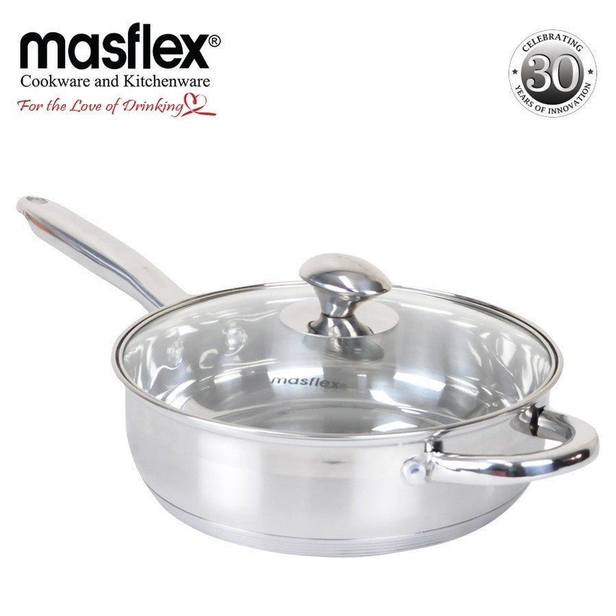 Masflex by Winland 24cm Stainless Steel Induction Frypan with Glass Lid CI-24FP