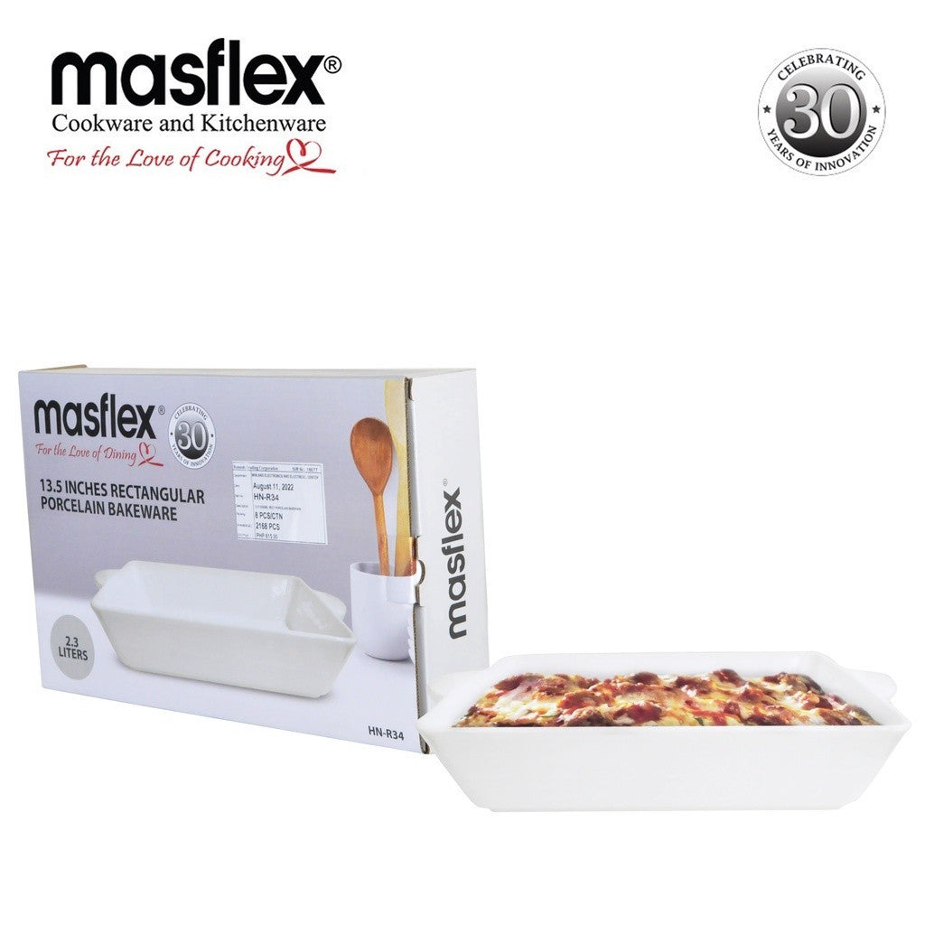 Masflex by Winland 13.5inches Rectangular Porcelain Bakeware 2.3Liters HN-R34
