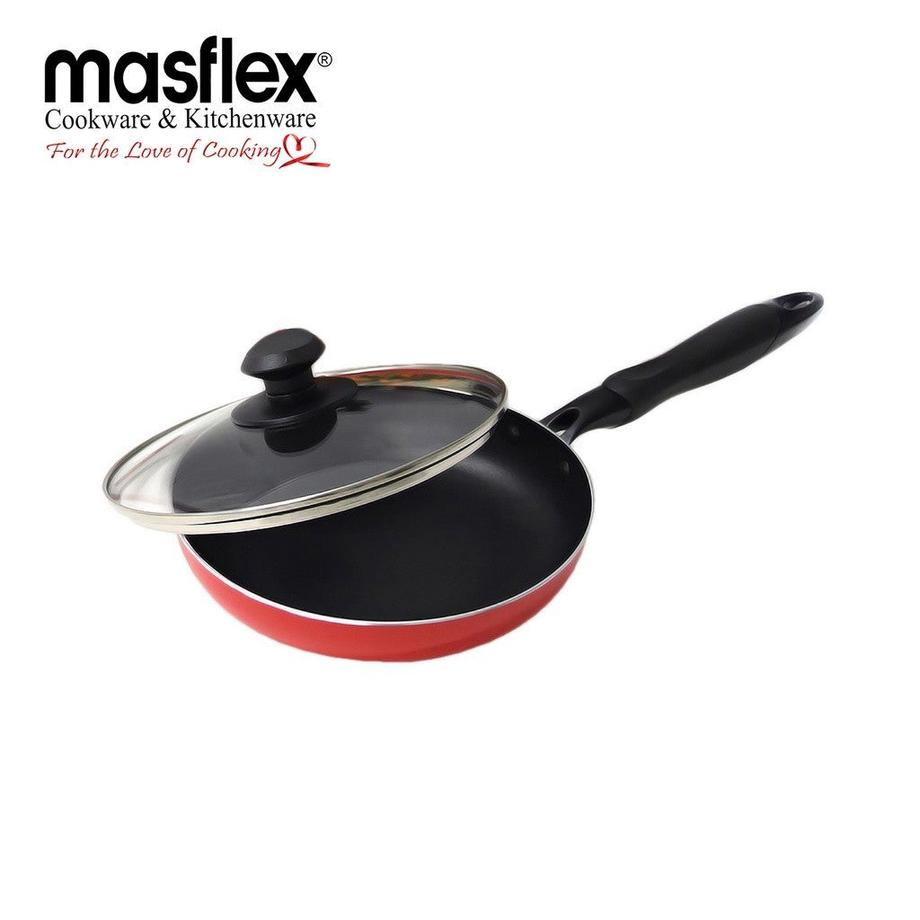 Masflex by Winland Non Stick Induction Stir Fry Pan with Glass Lid Frying Pan 24cm NS-CX-802