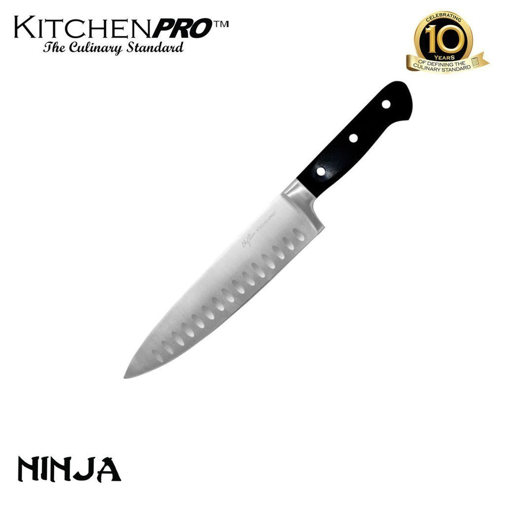 Kitchenpro by Masflex 8" Stainless Steel Chef's Knife with Recessed Kullens KP-CK