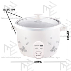 Xtreme HOME 2.2L/12Cups Rice Cooker Galvanized Body Tempered Glass Lid w/out Steamer